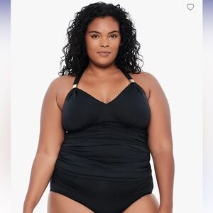 NWOT!! Black Label Ralph Lauren - Plus Size Beach Club Tankini Top - Black